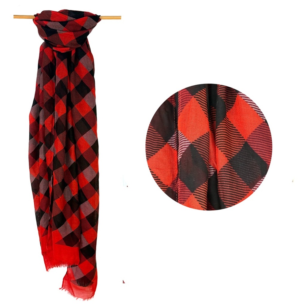 Vera Bradley Red and Black Plaid Scarf